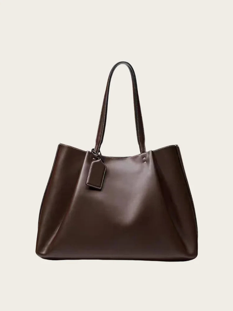 Yaffa Ola ruched bucket tote bag in black soft PU leather
