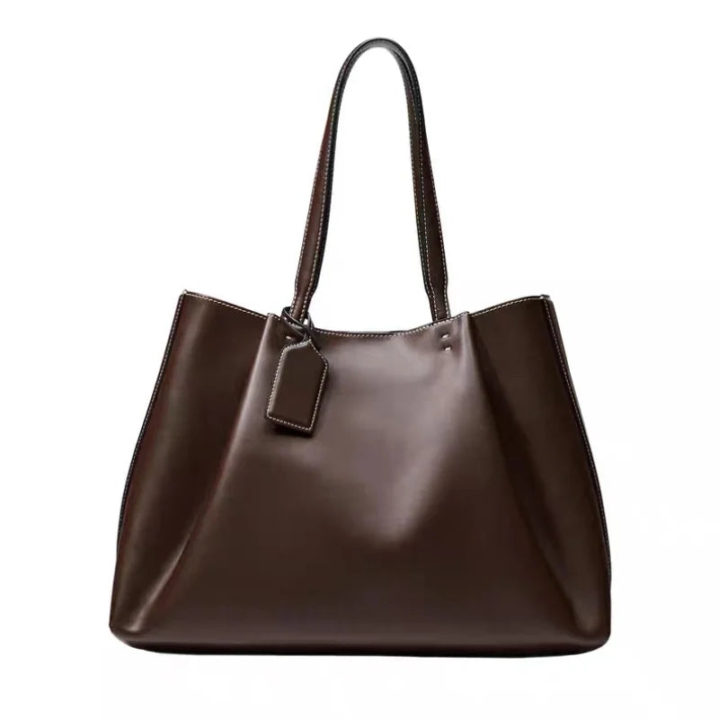 Yaffa Ola ruched bucket tote bag in black soft PU leather