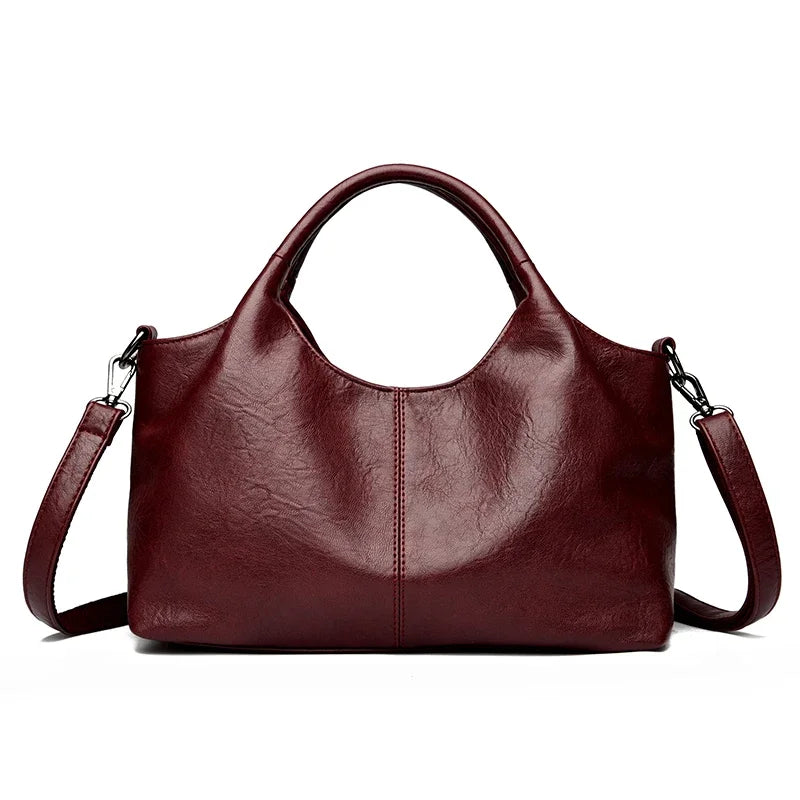 Yaffa Haya soft leather tote bag in red, black and coffee