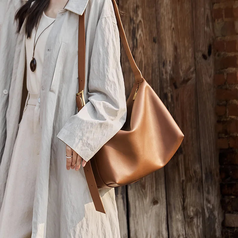 Yaffa Safa cowhide leather shoulder bag in brown, black, wheat, coffee and white