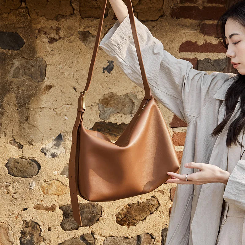 Yaffa Safa cowhide leather shoulder bag in brown, black, wheat, coffee and white