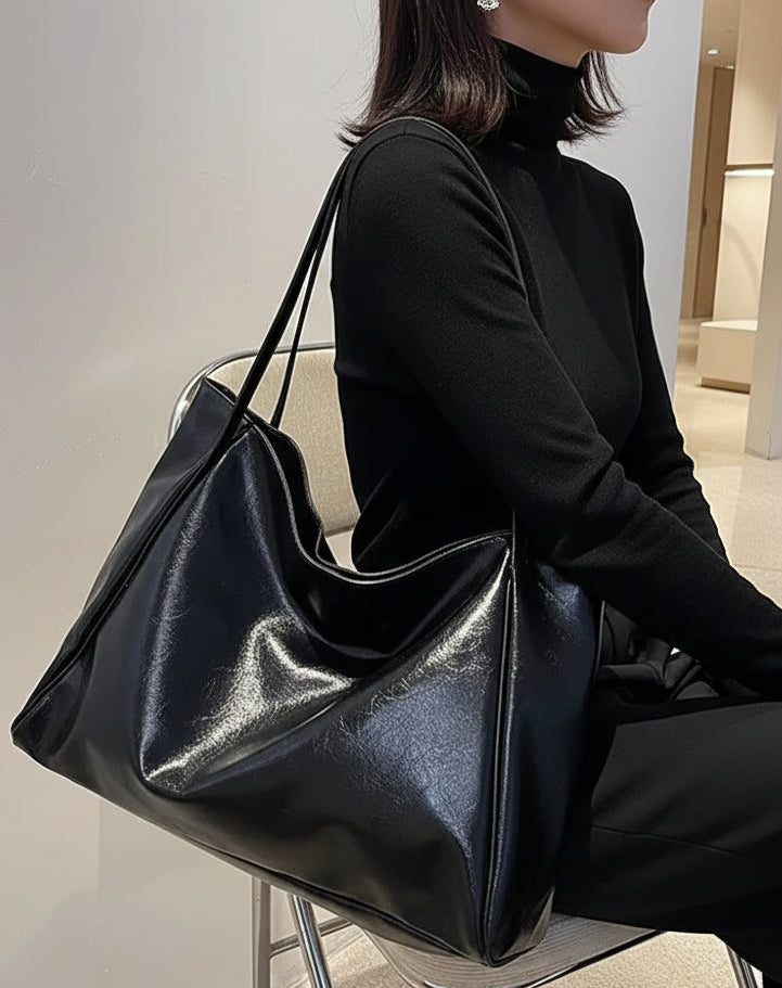 Yaffa Tala large PU tote bag in wine red, white, black, blue and brown