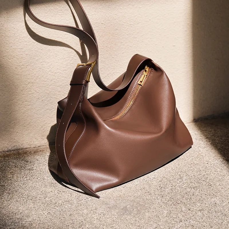 Yaffa Safa cowhide leather shoulder bag in brown, black, wheat, coffee and white