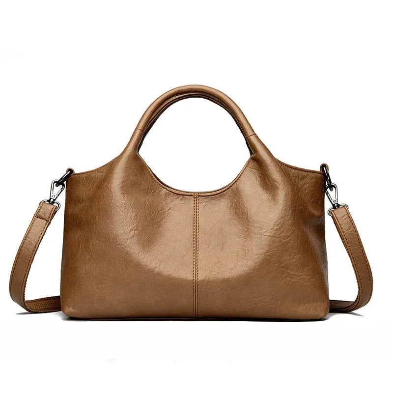 Yaffa Haya soft leather tote bag in red, black and coffee