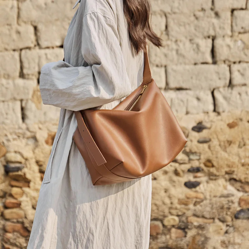 Yaffa Safa cowhide leather shoulder bag in brown, black, wheat, coffee and white