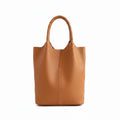 Yaffa Maya leather bucket tote bag in caramel, blue, black, khaki and gray