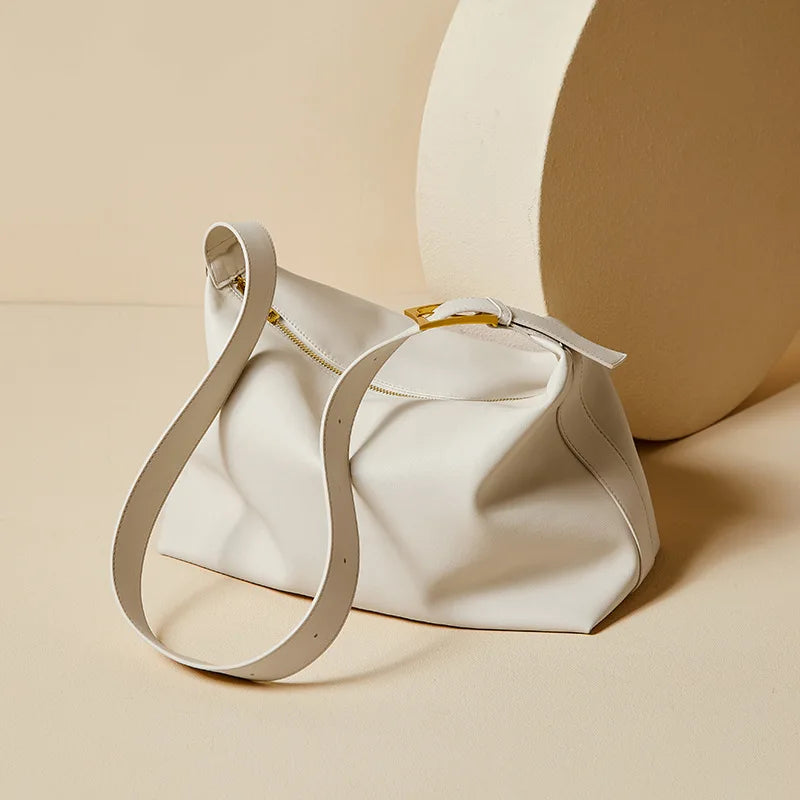 Yaffa Safa cowhide leather shoulder bag in brown, black, wheat, coffee and white
