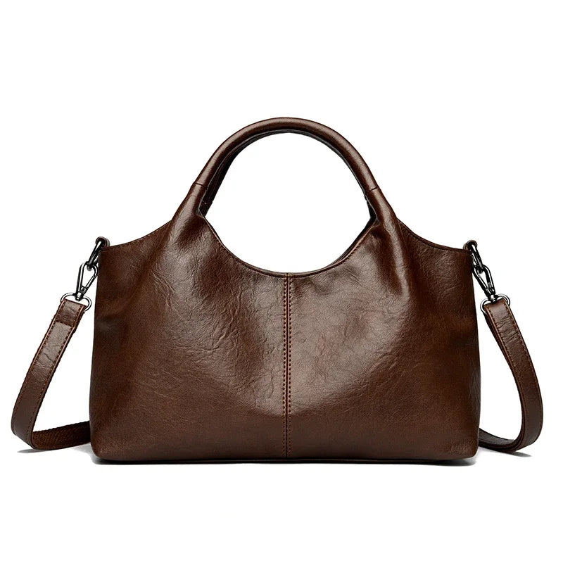 Yaffa Haya soft leather tote bag in red, black and coffee