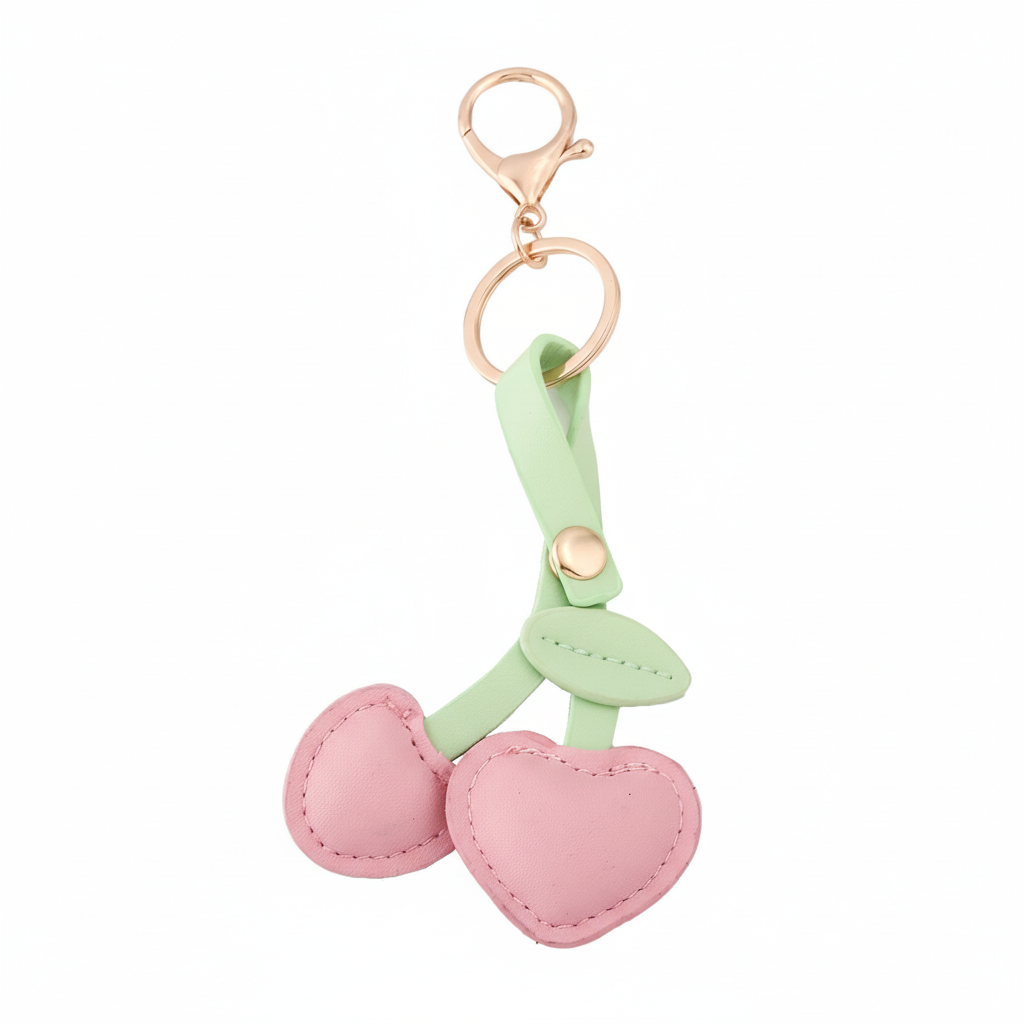 Pink Cherry Keychain
